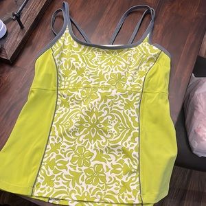 Lands’ End green and white tankini top. Size 16